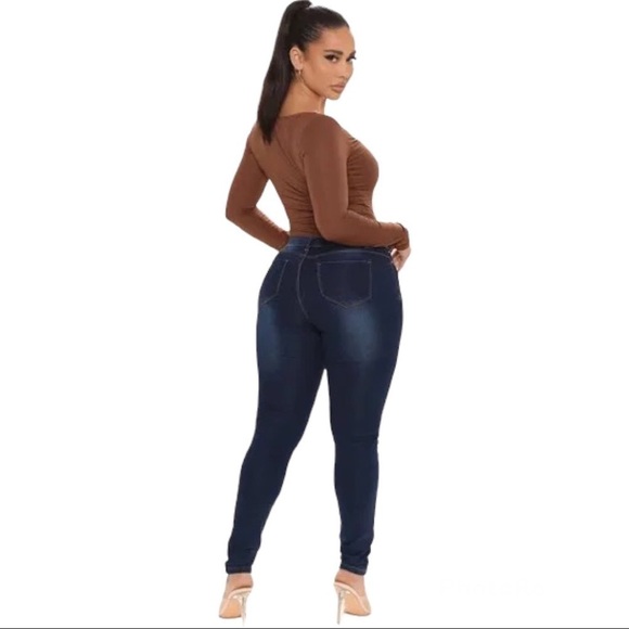 FASHION Nova Dark Wash Power Moves High-Rise Skinny Jeans Size 3 -W 25 - Picture 2 of 15